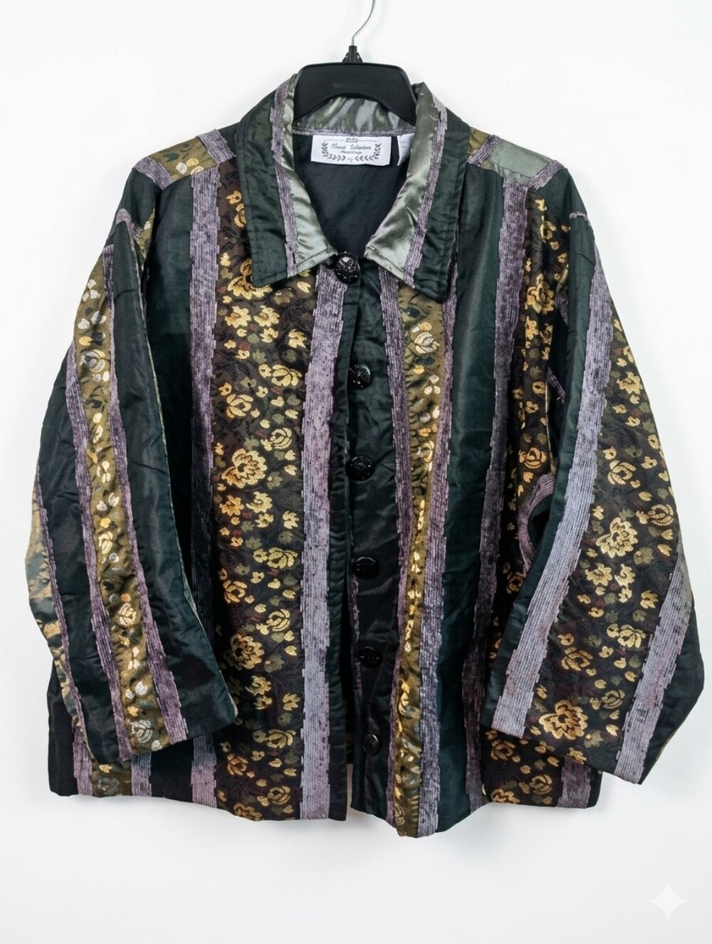 Vintage 90s Sara Studio Woman Patchwork Tapestry Jacket Boho Grandmacore Plus